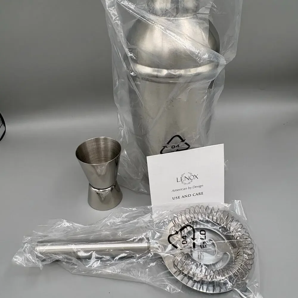 Lenox Tuscany Classics Collection Stainless Steel Cocktail Shaker Set New